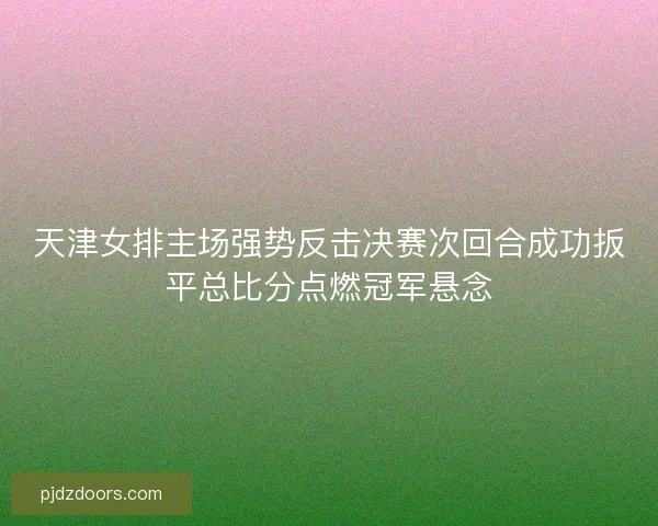 天津女排主场强势反击决赛次回合成功扳平总比分点燃冠军悬念